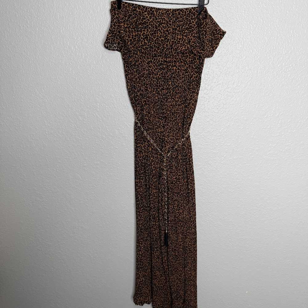 Vintage Strapless Leopard‎ Coco Bianco jumpsuit -cp